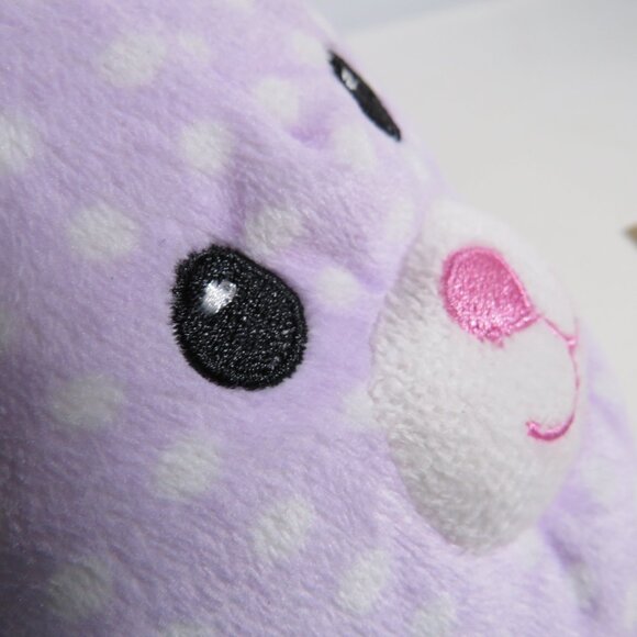 Easter Egg Shaped Bunny Plush Rabbit Spotted Lavender with Polka Dots - Picture 3 of 7